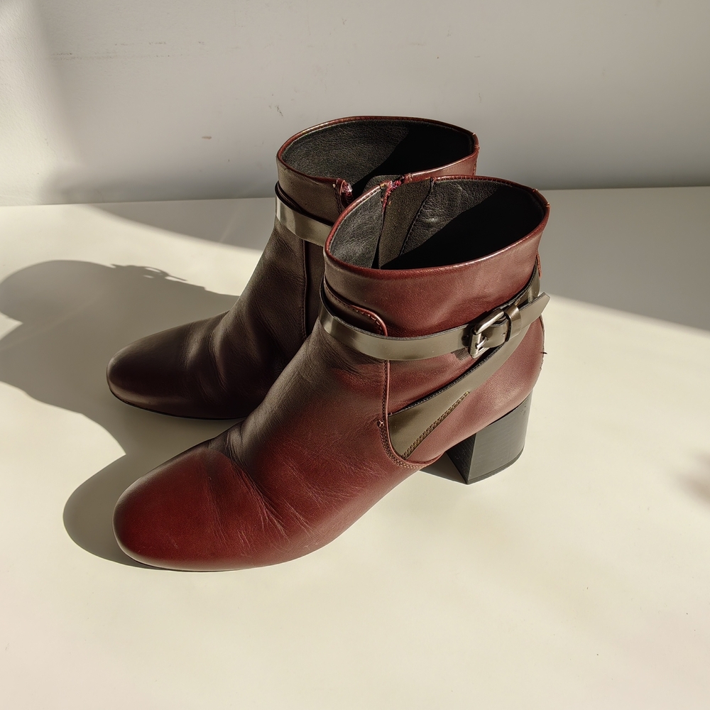 Geox Elegant Marron Leather Ankle Boots - Picture 6 of 8